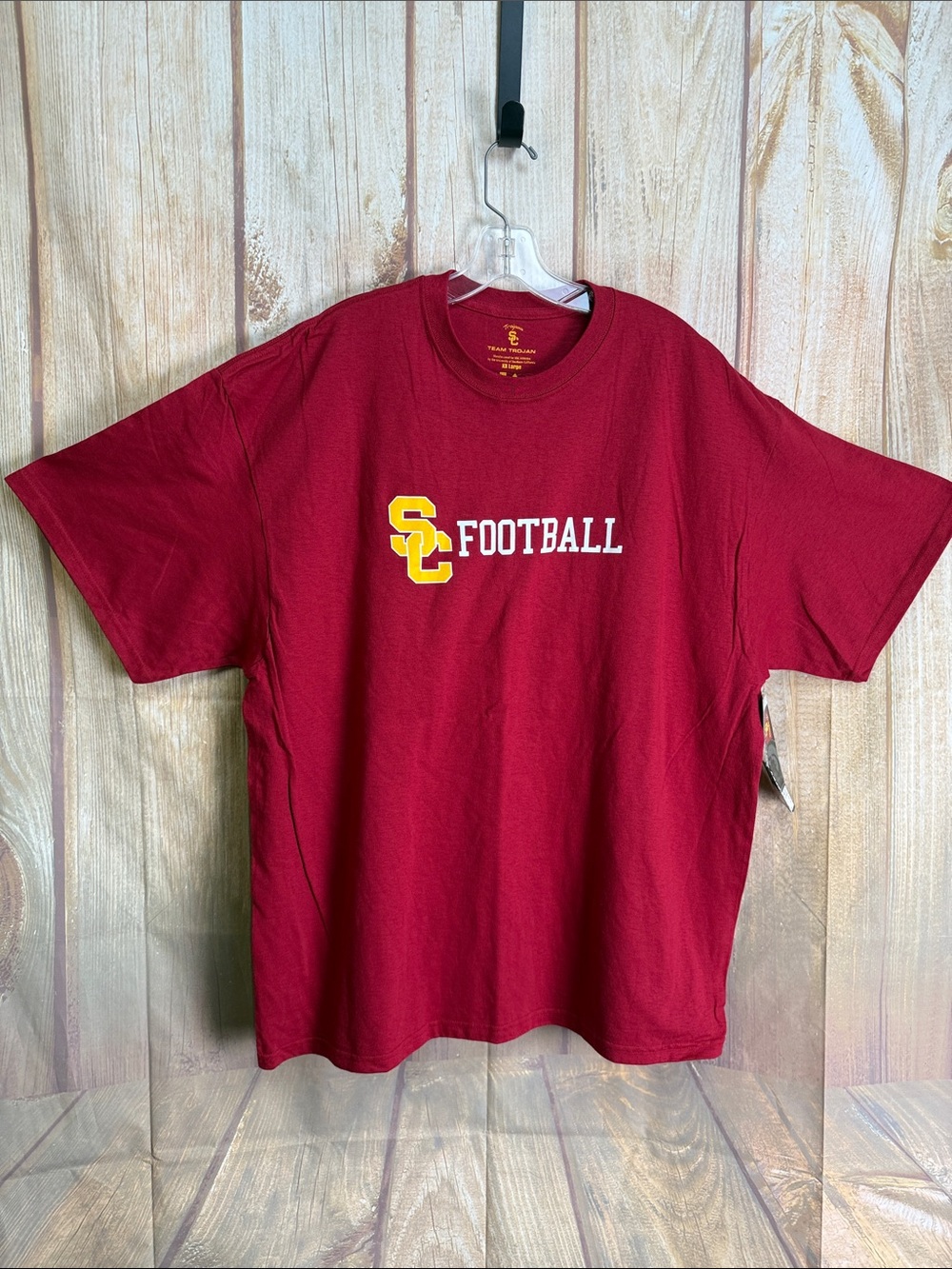 NWT Team Trojan SC Football Men's Short Sleeve Logo T-Shirt - Cardinal Size 2XL